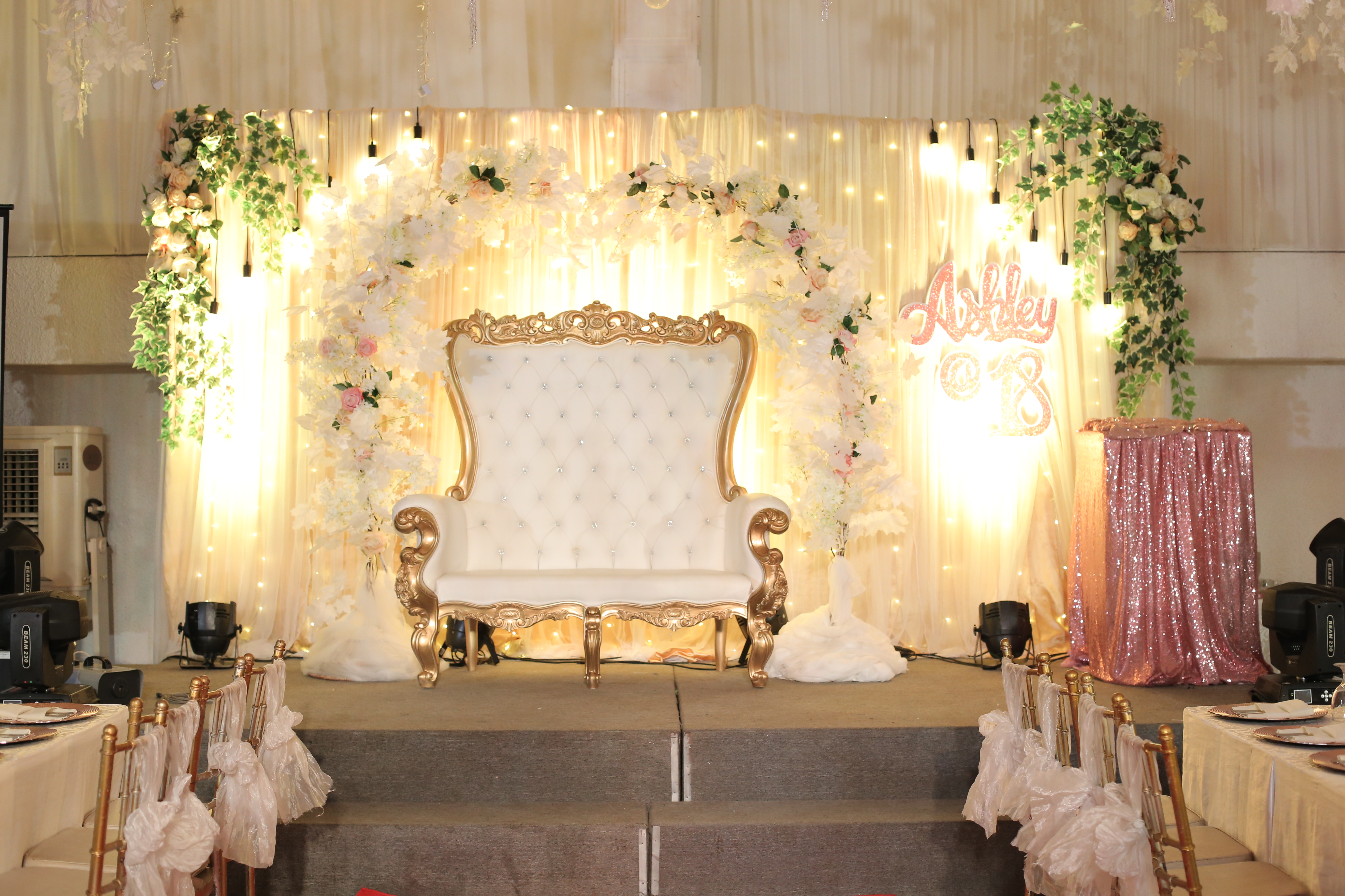 Personally styled celebration stage by Alba Catering